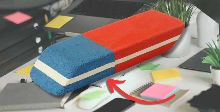 blue end of eraser