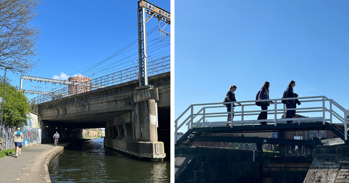 Walking with friends on the Leeds and Liverpool Canal after a day of lectures. 
