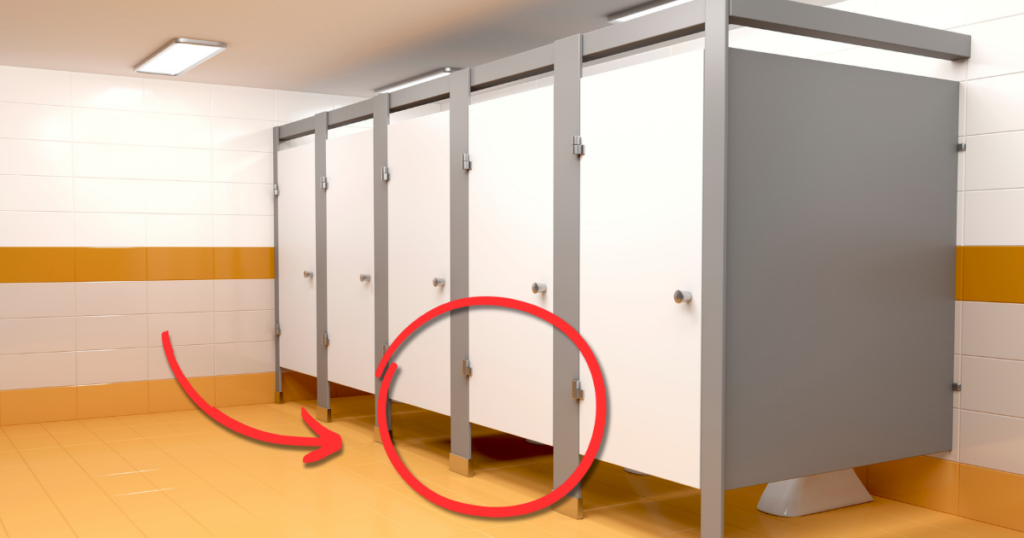 public bathroom toilet doors with gaps