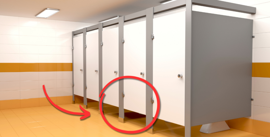public bathroom toilet doors with gaps