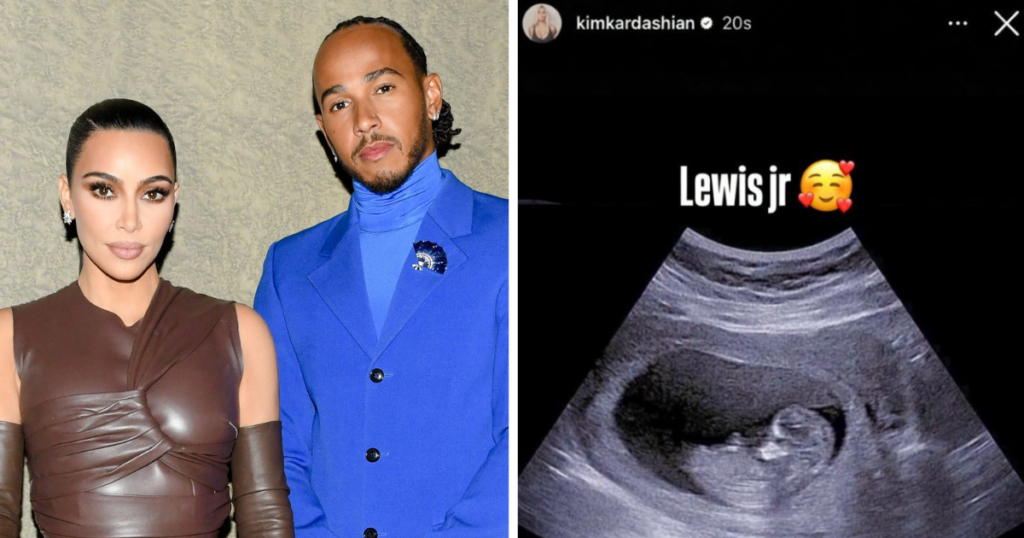 Kim Kardashian and Lewis Hamilton pregnancy post