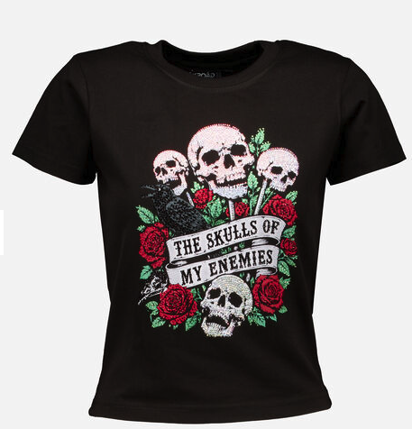 Black Embellished Skulls Of My Enemies T Shirt - Image 1 - please select to enlarge image Black Embellished Skulls Of My Enemies T Shirt - Image 2 - please select to enlarge image Silkroad Daughters Black Embellished Skulls Of My Enemies T Shirt tk maxx