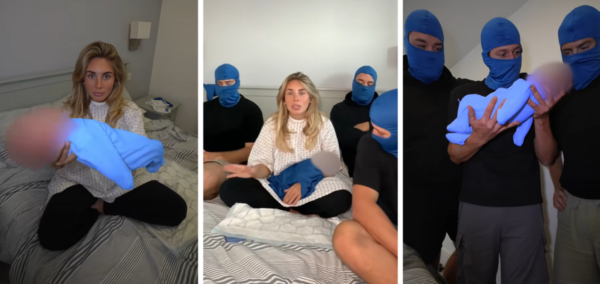 Bonnie Blue with her baby and the men from her videos