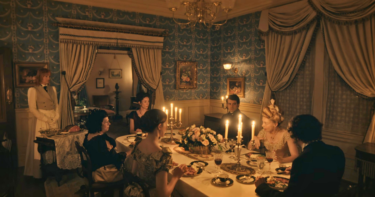 This dinner party with lizzie borden and the actor nance o'neil was an embellishment for Monster(Image via Netflix)