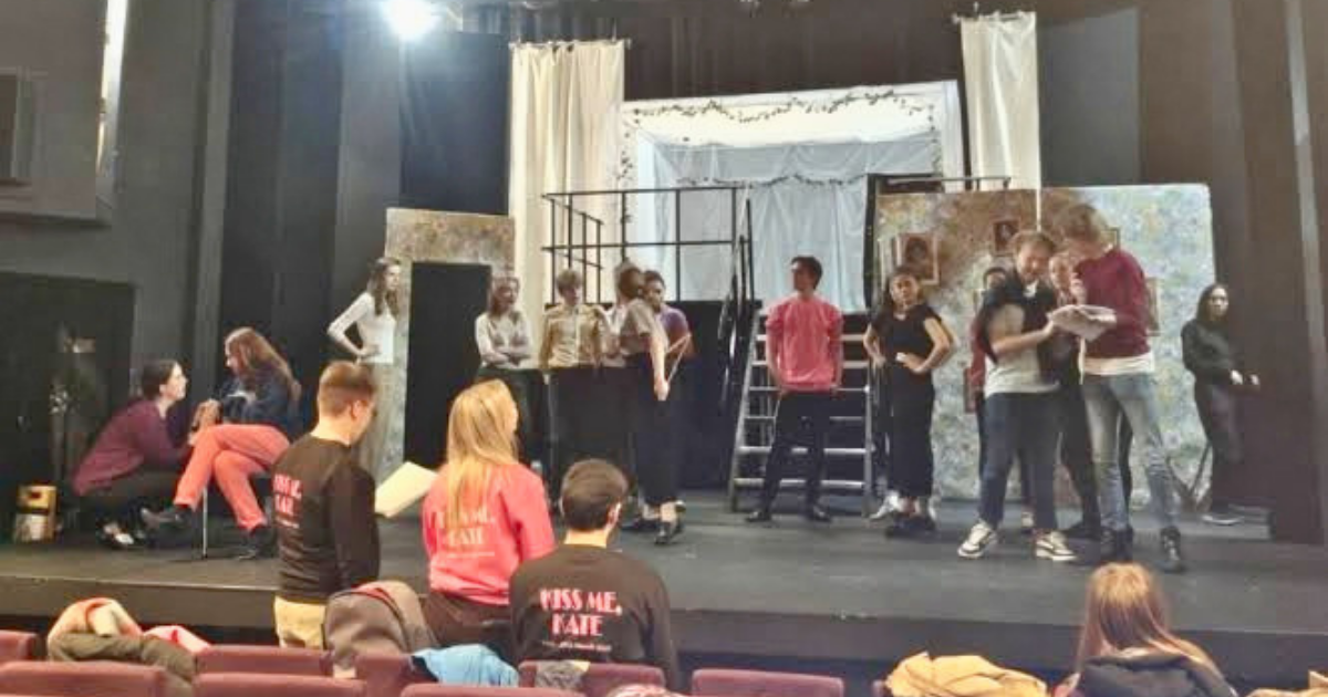 Cambridge University students rehearsing for a musical