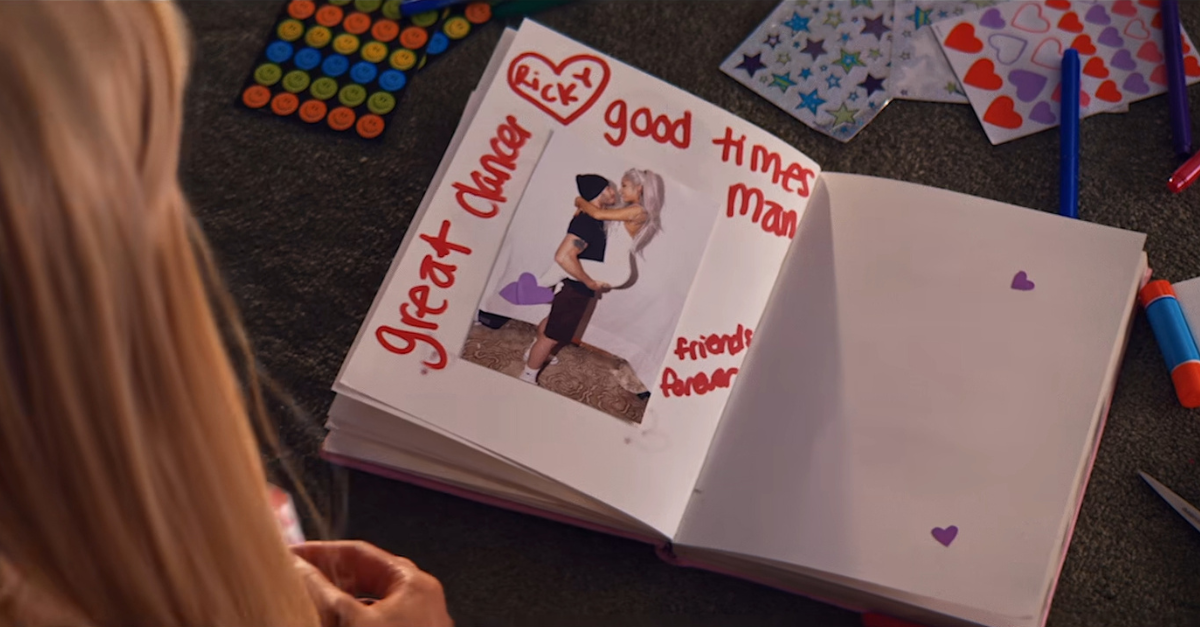 Ricky's page in Ariana's 'Burn Book' in the Thank U, Next music video