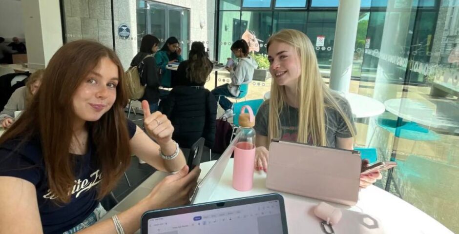 Bournemouth University students attempting to study