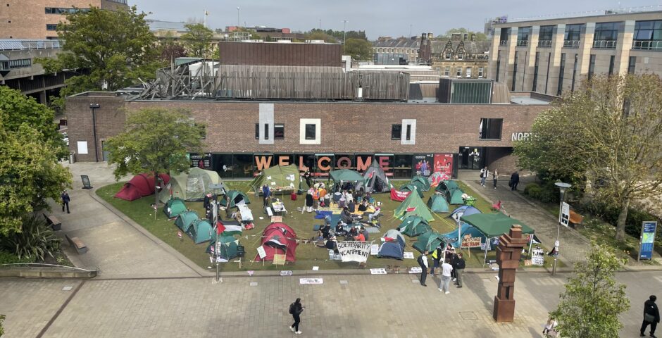 The encampment at Newcastle University students palestine protests