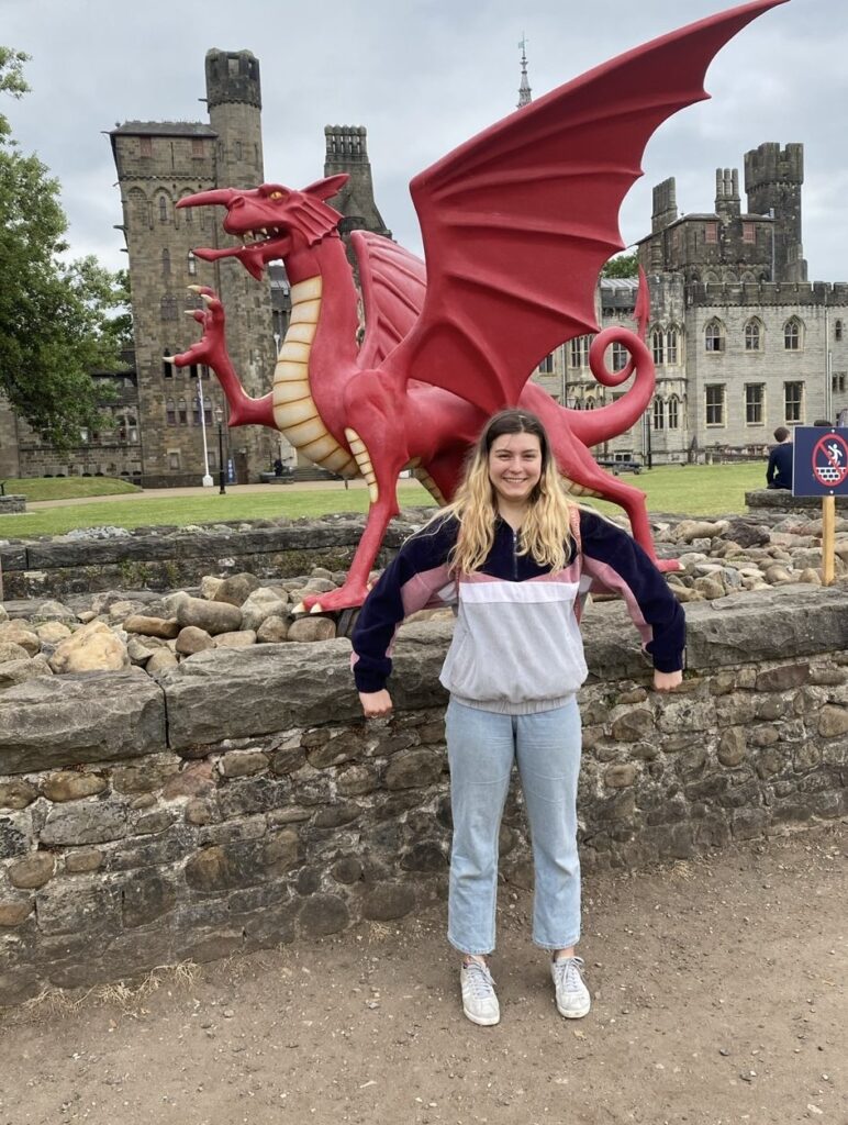 A Cardiff University student at Cardiff castle