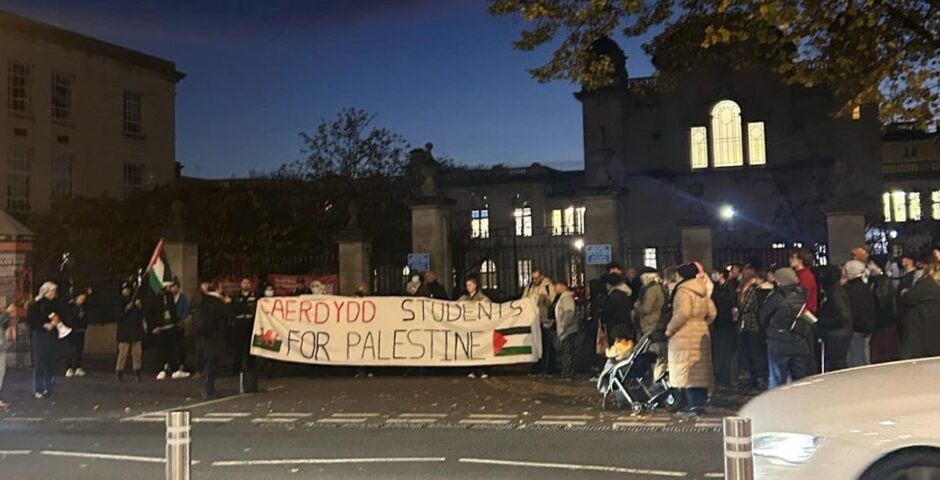 cardiff university students at a rally