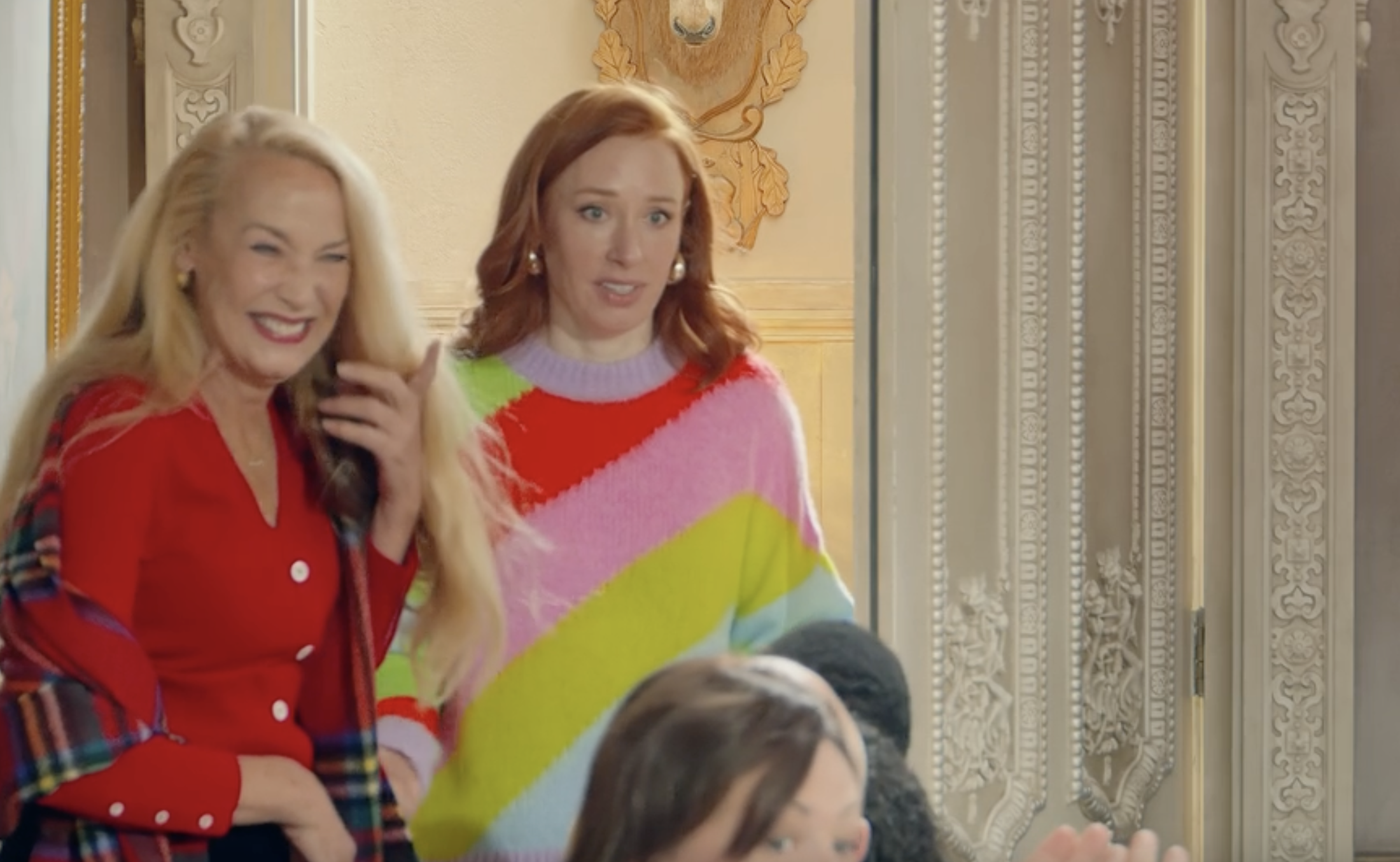 celebrity traitors season two hannah fry in a rainbow jumper