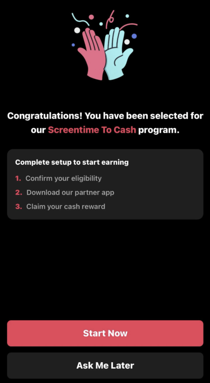 TikTok Screentime To Cash program