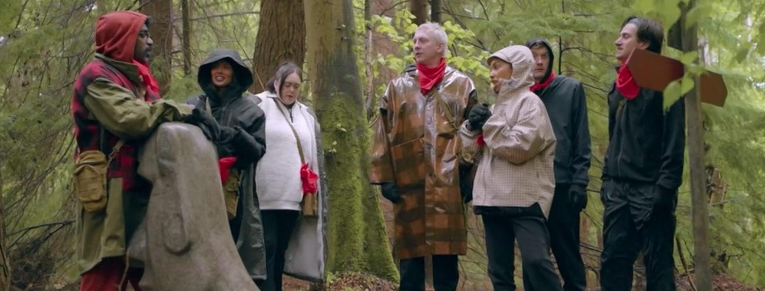 the celebrity traitors cast outside for a challenge