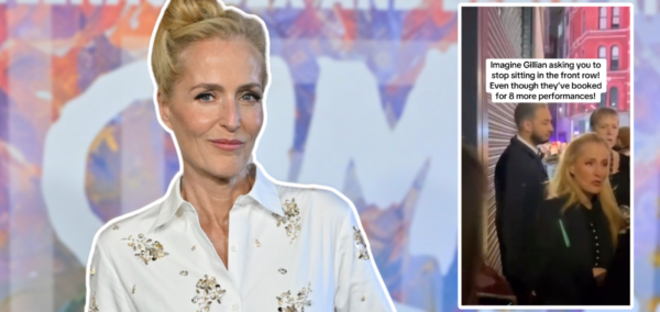 gillian anderson and then a screenshot of the viral video with the fans