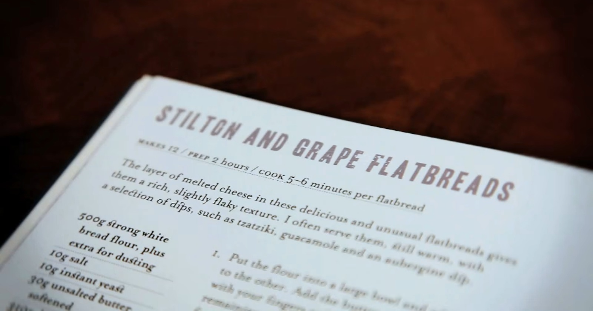 bake off blue cheese or stilton and grape flatbreads