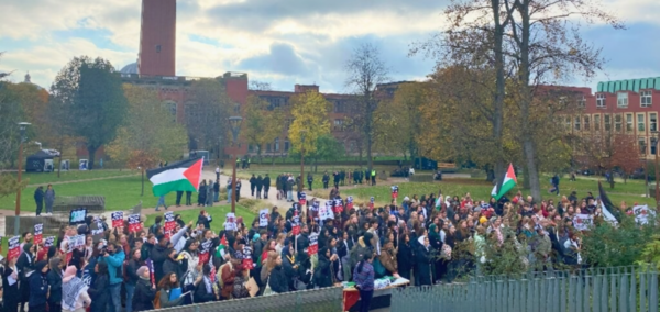 uk universities students' protests this is a pro-palestine protest at the university of birmingham