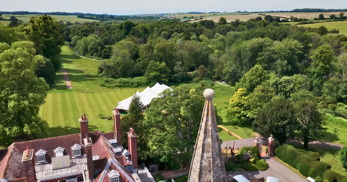 The house, the Bake Off tent, the church and the driveway