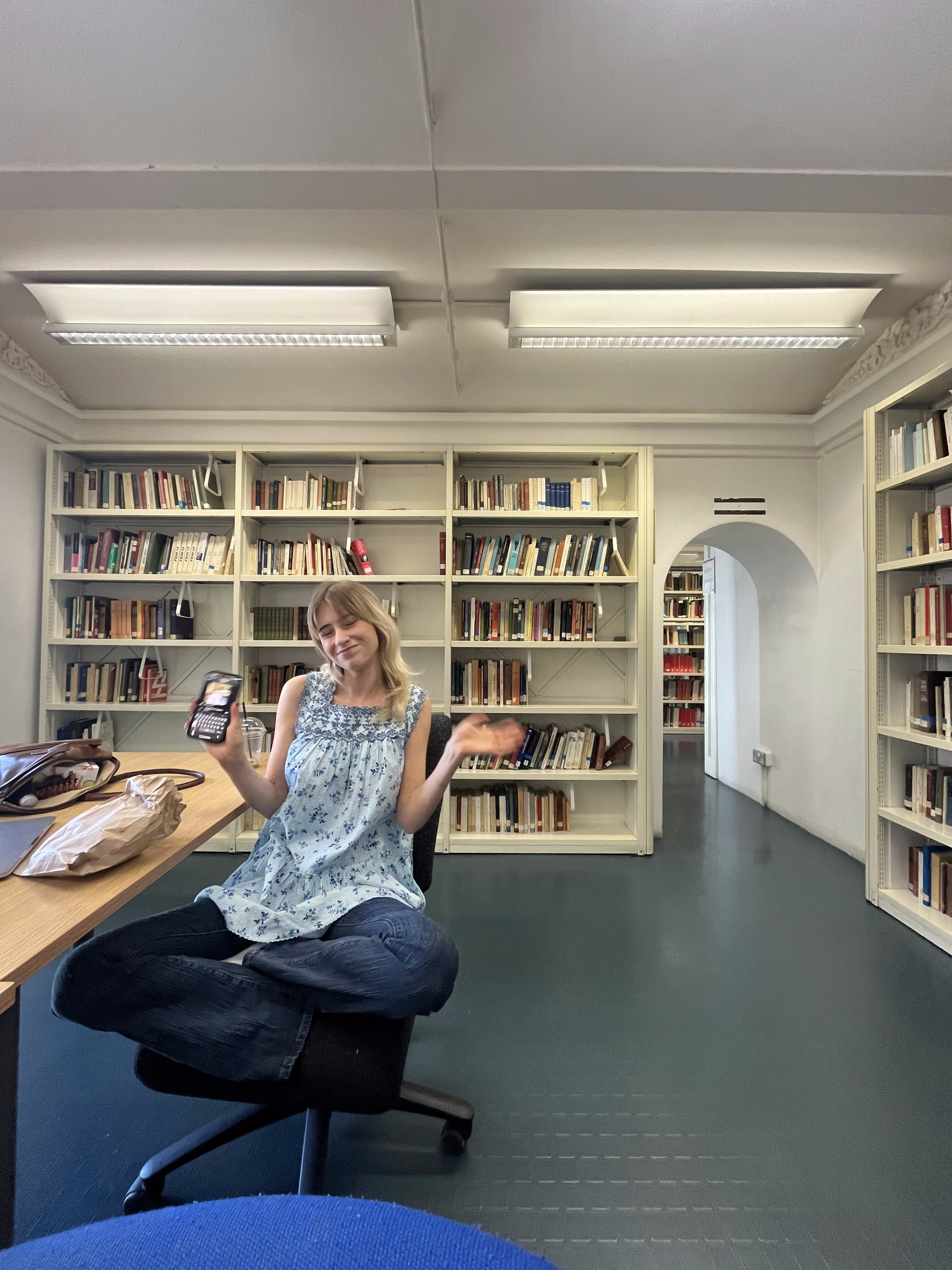 A King's College London student pretending to work