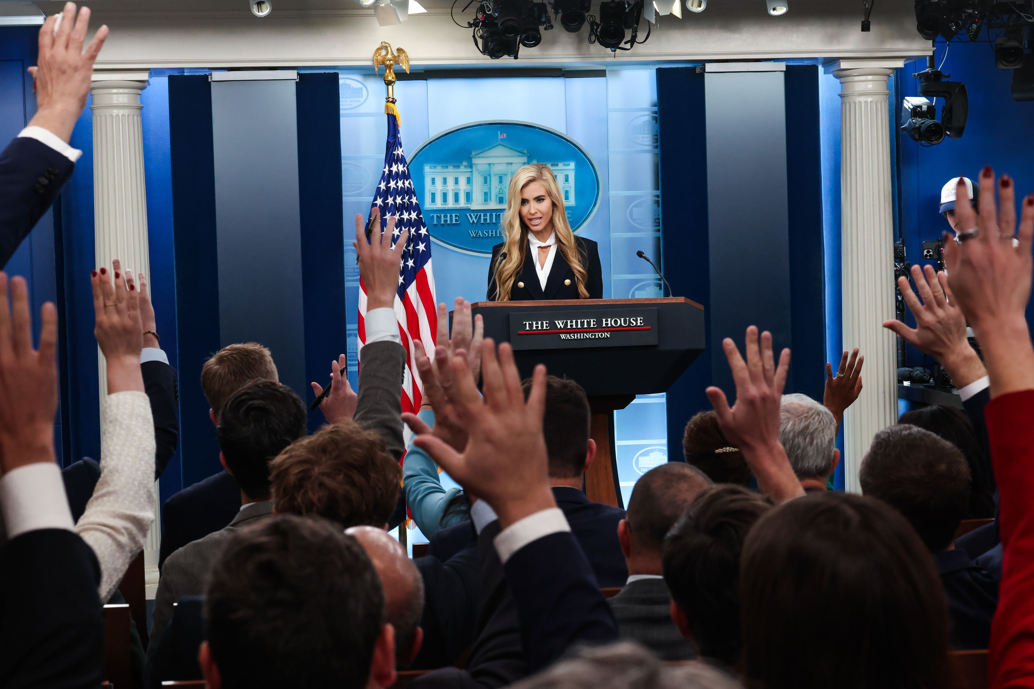 Katie Zacharia at her first press briefing