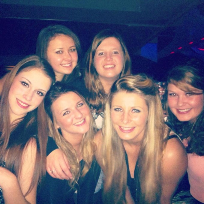 Beth (second from right) on a night out in Exeter