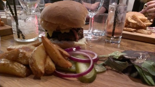 Each burger came with a side salad and 'whips' a cross between wedge and chip