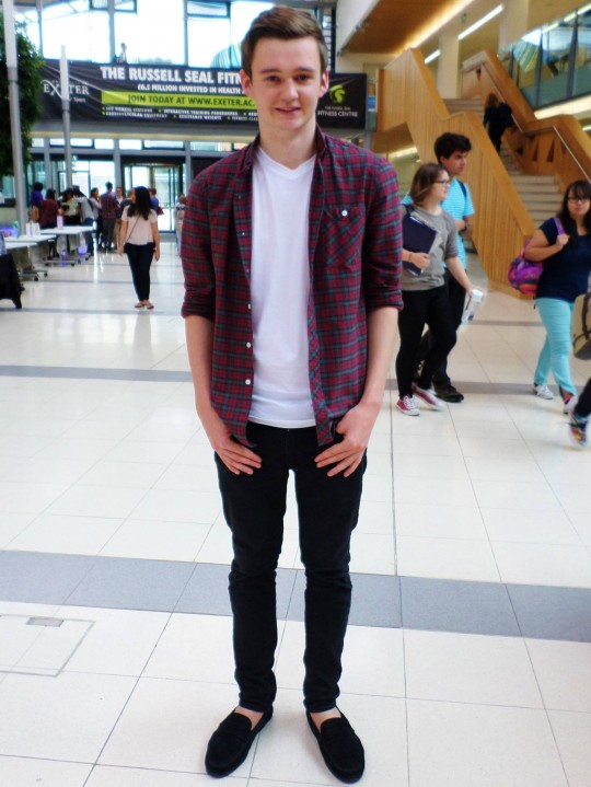 Sean shows adding a checked shirt is the perfect way to update a basic white T.