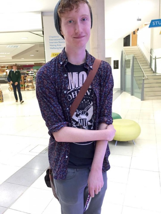 Patterns and layers with a beanie gives this look a rock and relaxed feel.