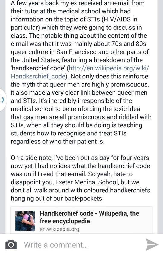 An message sent in about academic work with homophobic undertones