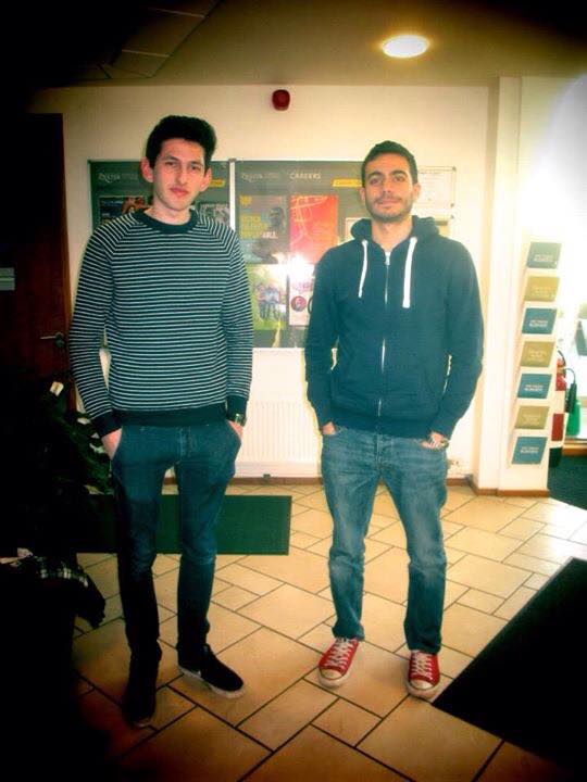 Nick nails the nautical trend this season with his striped jumper, whilst Mike's bold converse add a pop of colour to his casual look.