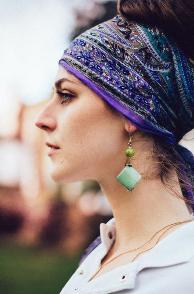 Bring a scarf! It keeps you warm and makes a cute headband to keep your hair out of the way.