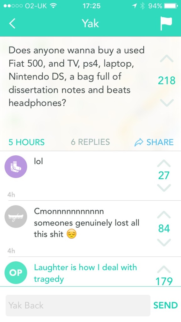 This witty Yak of course refers to the Springfield Road robbery