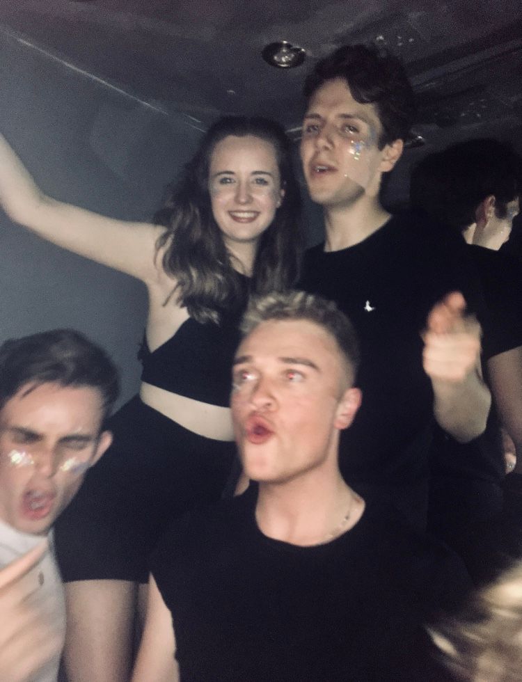 Image may contain: Finger, Face, Party, Night Life, Night Club, Club, Person, Human