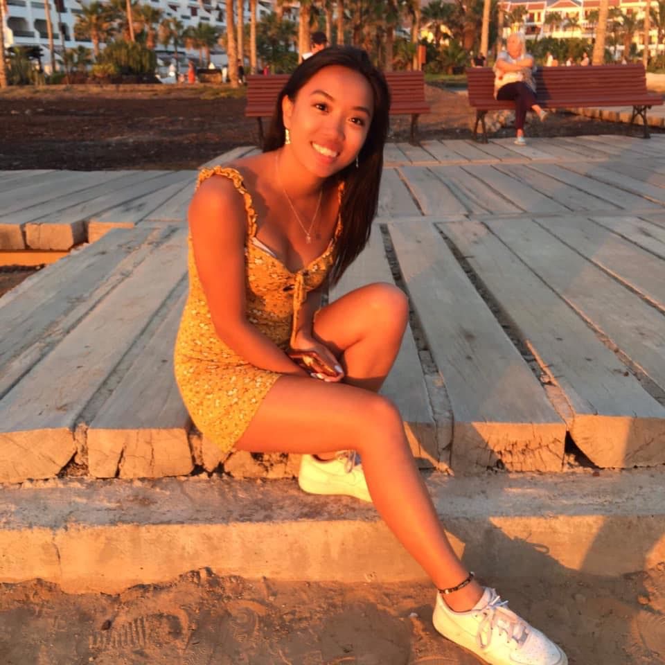 Image may contain: Urban, Hardwood, Woman, Plywood, Female, Bridge, Boardwalk, Building, Furniture, Bench, Wood, Person, Human, Clothing, Apparel, Footwear, Shoe