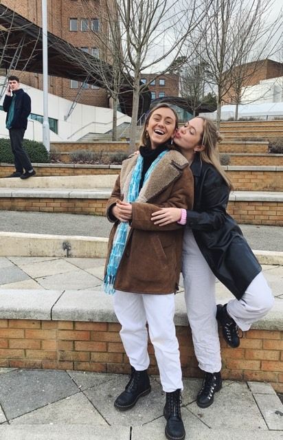 Image may contain: Shoe, Photography, Portrait, Photo, Laughing, Child, Kid, Girl, Teen, Blonde, Dating, Tree, Plant, Footwear, Woman, Denim, Jeans, Blazer, Female, Jacket, Coat, Smile, Face, Person, Human, Pants, Clothing, Apparel