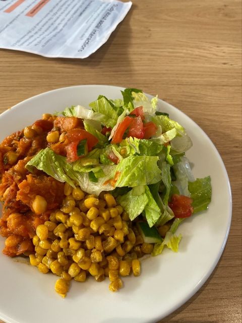image of tagine, sweetcorn and salad side