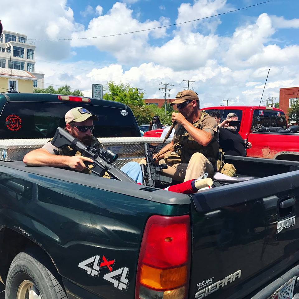 A picture Thomas took of protesters exercising their Second Amendment right