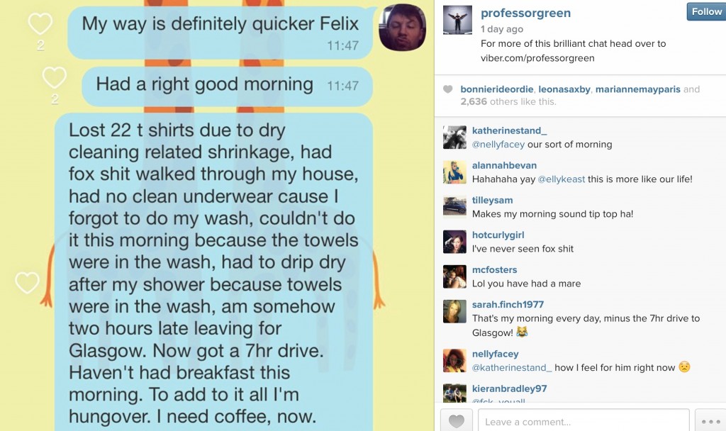 Instagram number one of Pro Green relaying his hectic morning.