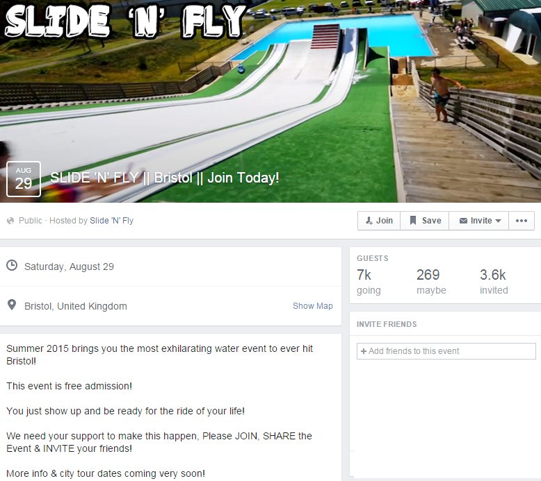 Facebook groups for the 'Slide 'n' Fly' are thought to have been part of a scam