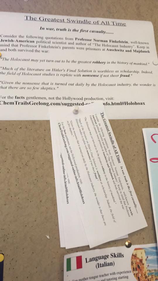 The flyers were found around campus