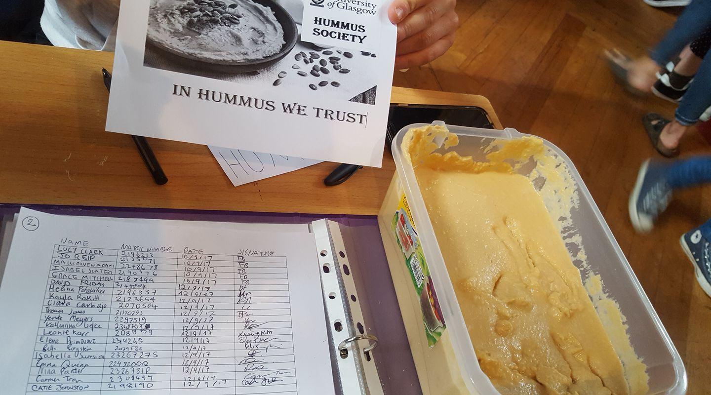 It was busy at the Freshers' Fair for Hummus Soc