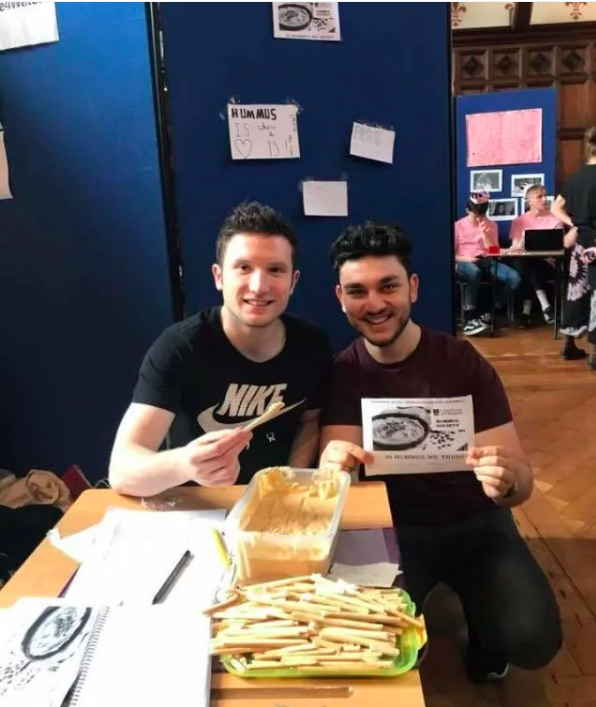Treasurer John (left) and Hummus Society President Yunes (right)