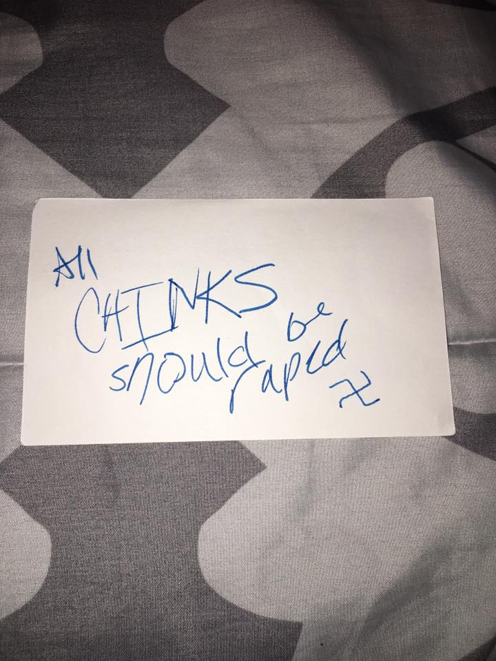 The index card left on the bulletin board