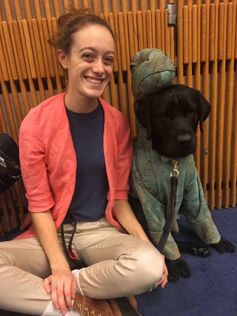 Nicole Raider and her pup, Bowie, one-year old male lab.
