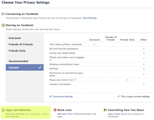 facebook privacy settings