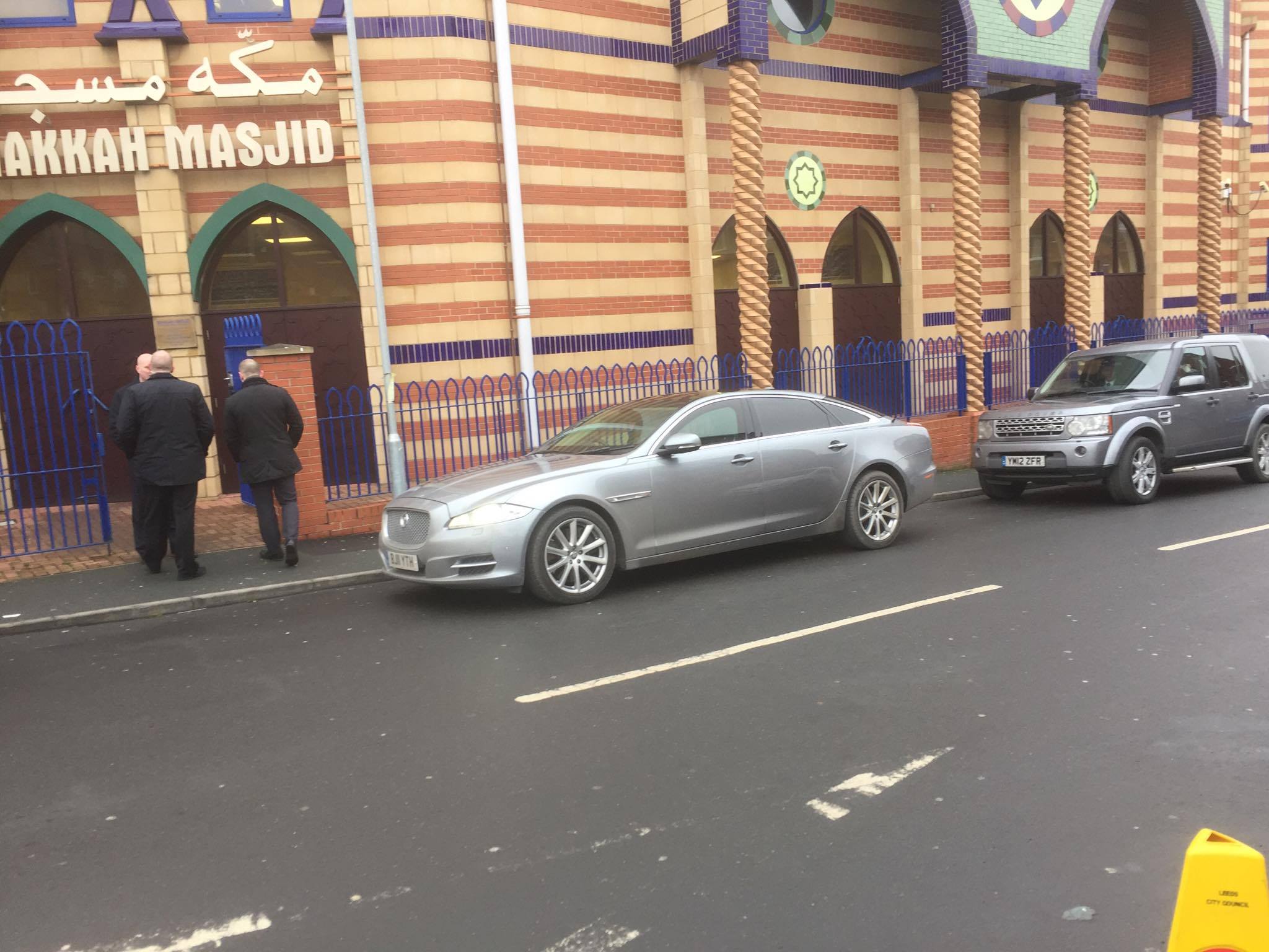 Cars outside the mosque this morning