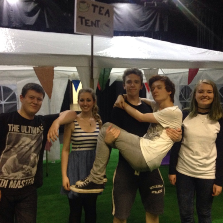 (from left to right) Luke Playford, Alicia Mason, Jack Tosney, Dominic Leonard and Rachel Horner as the cast of Gosforths Fete