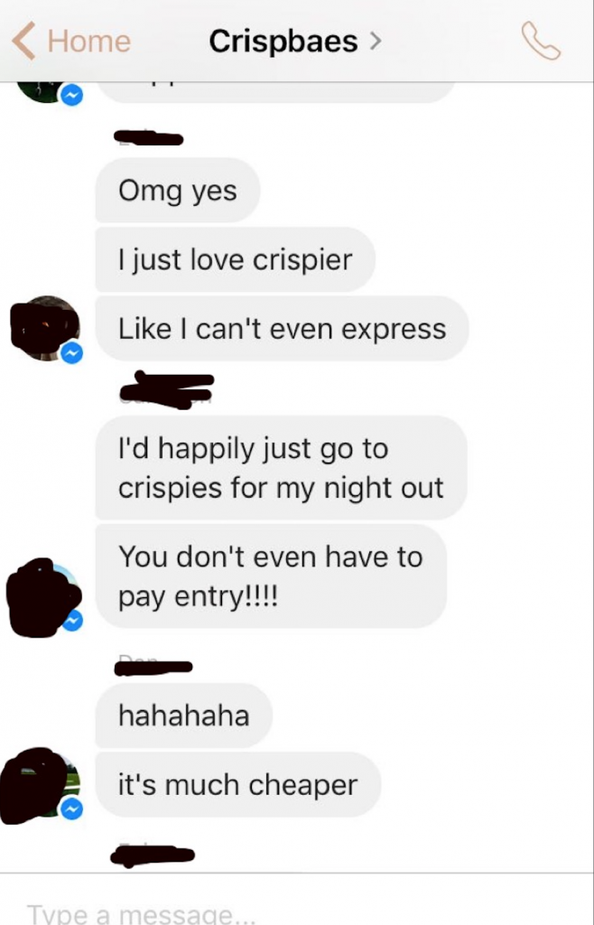 'I'd happily just go out to crisps for my night out'