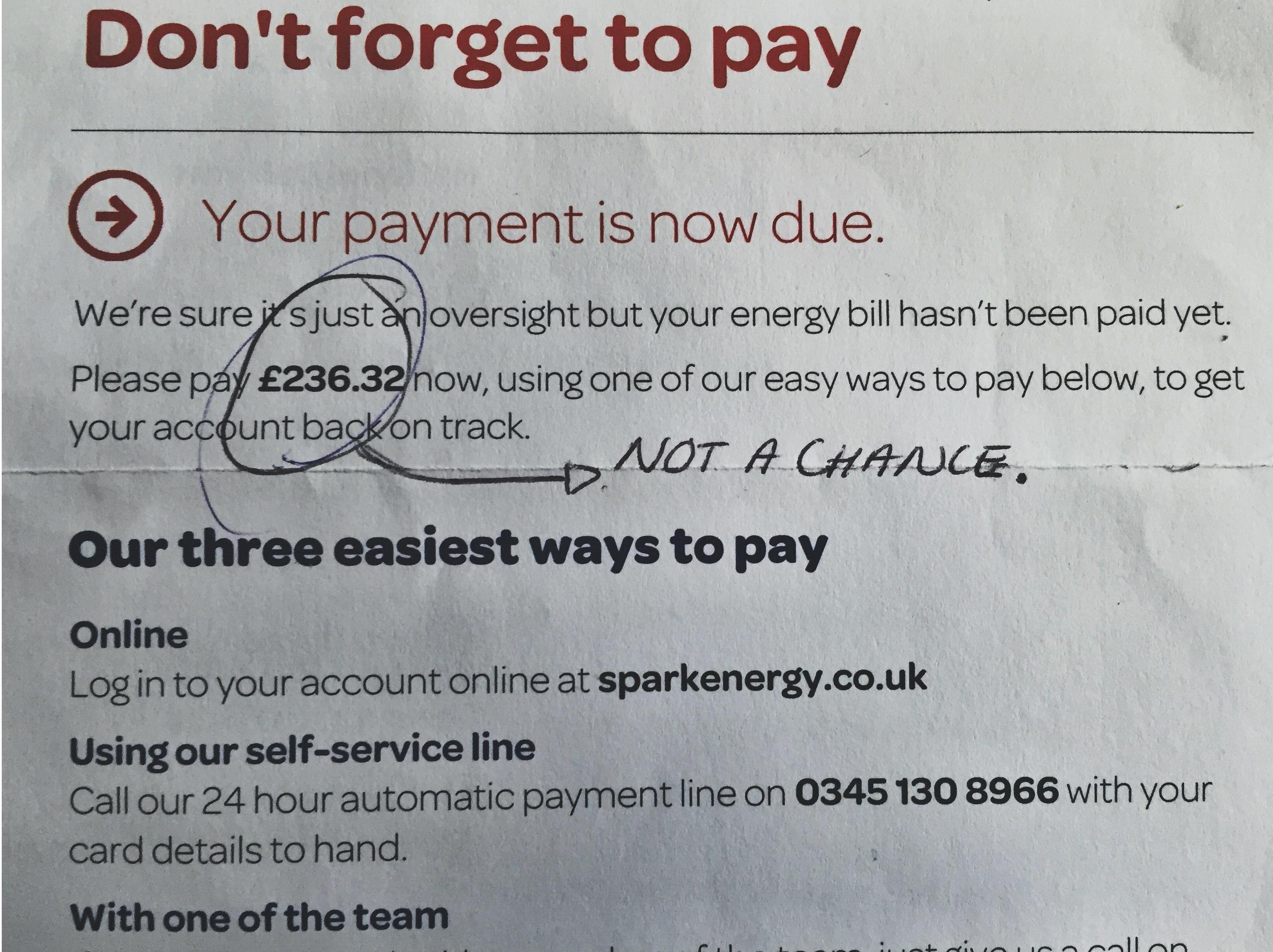 Estimated bill my arse 