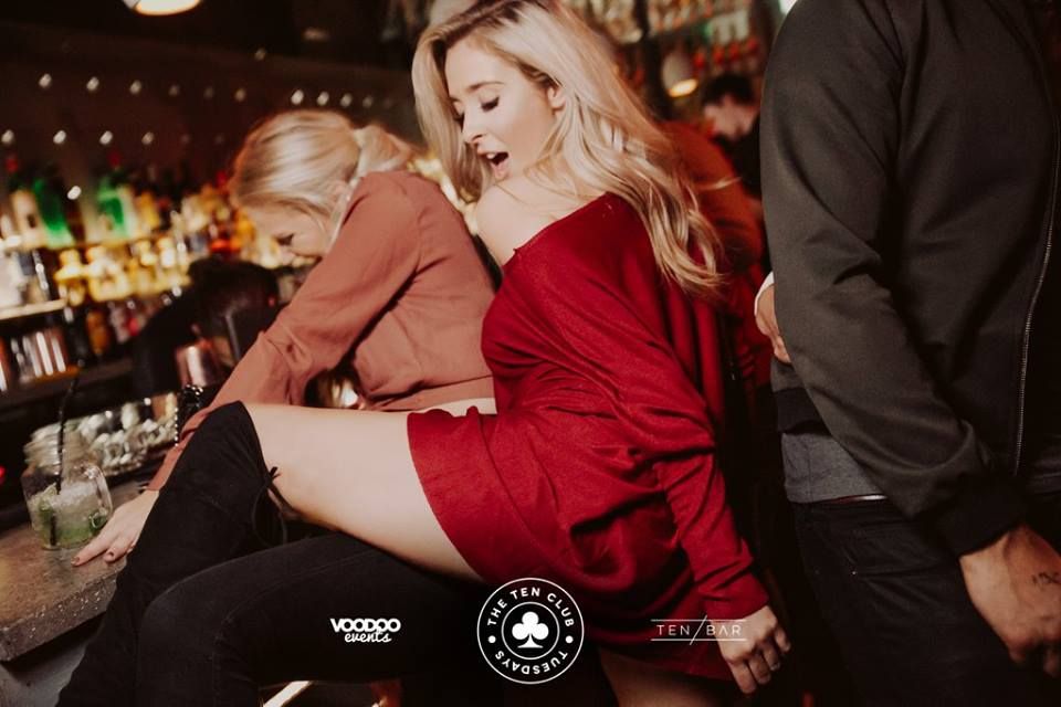 Image may contain: Woman, Female, Blonde, Pub, Bar Counter, Human, Person, People