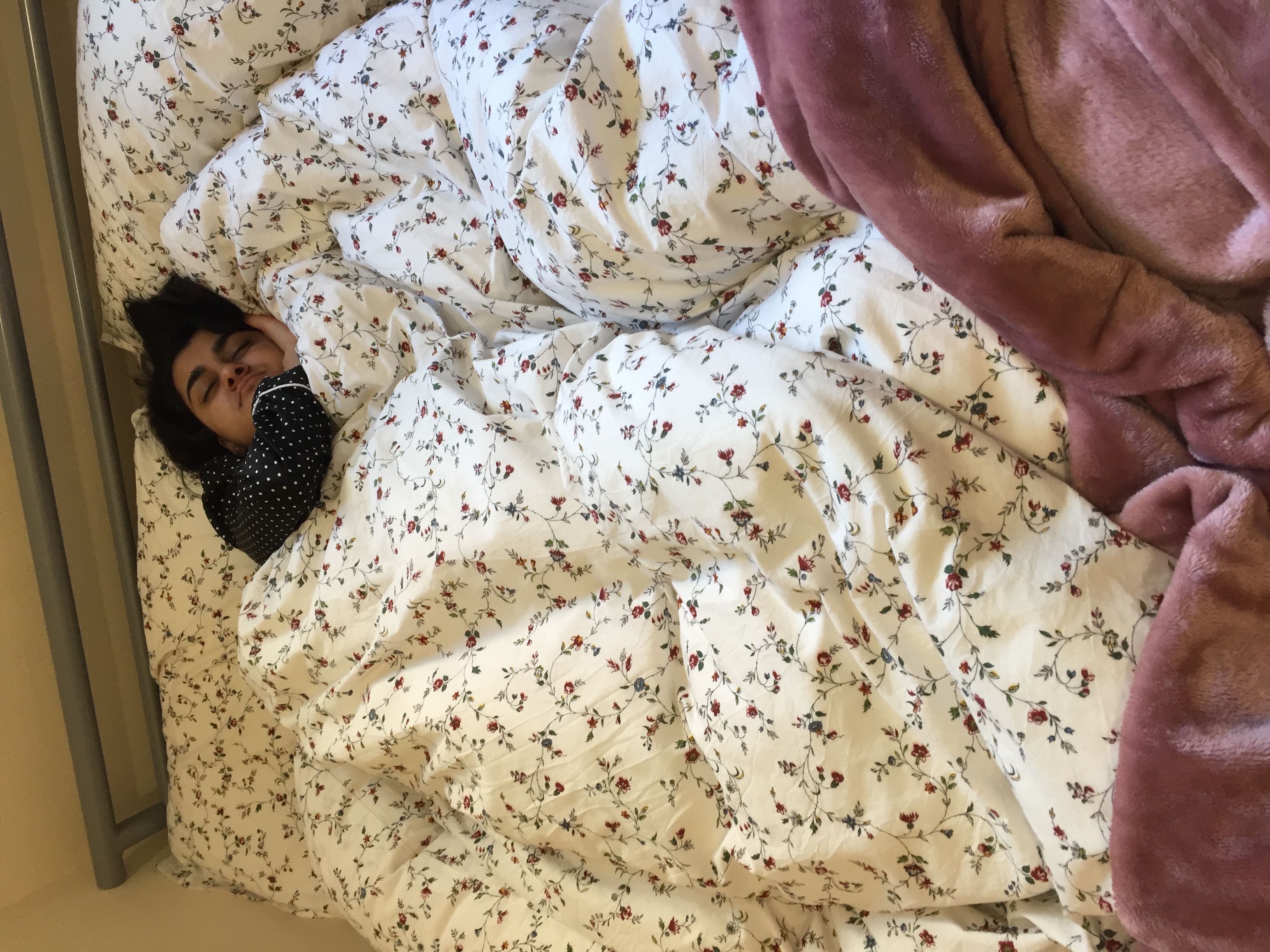 Image may contain: Furniture, Bed, Home Decor, Blanket, Person, People, Human